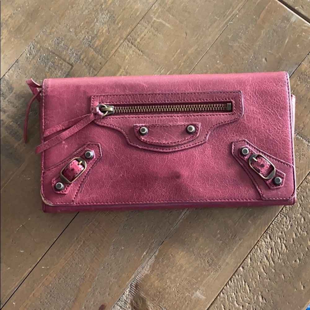 Balenciaga Classic Money Wallet in Burgundy